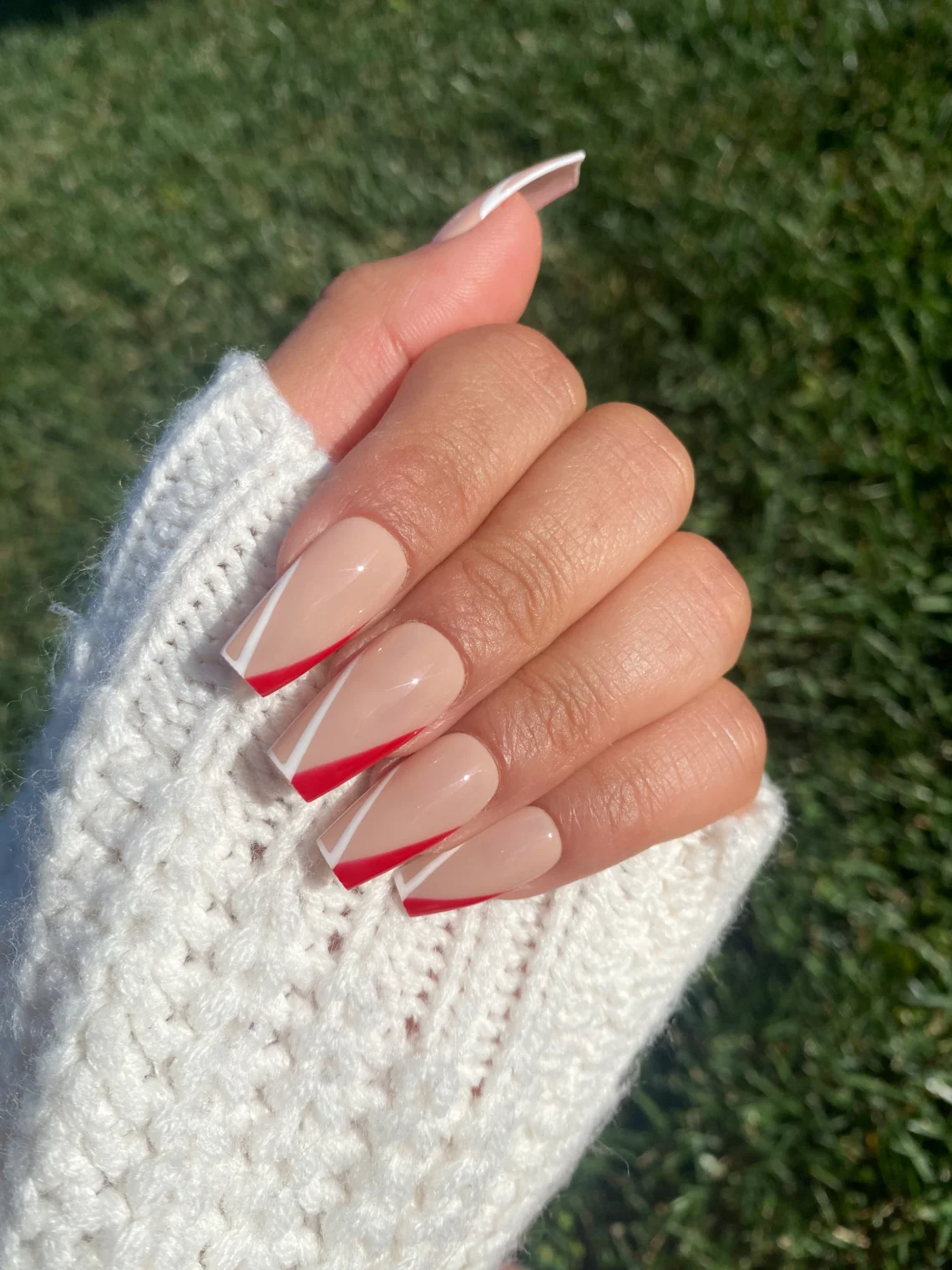 White & Red Nails