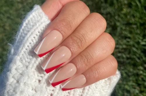 White & Red Nails